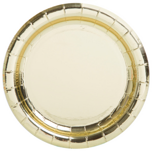 Gold Foil Round 7" Dessert Plates - Foil Board (8 Pack)