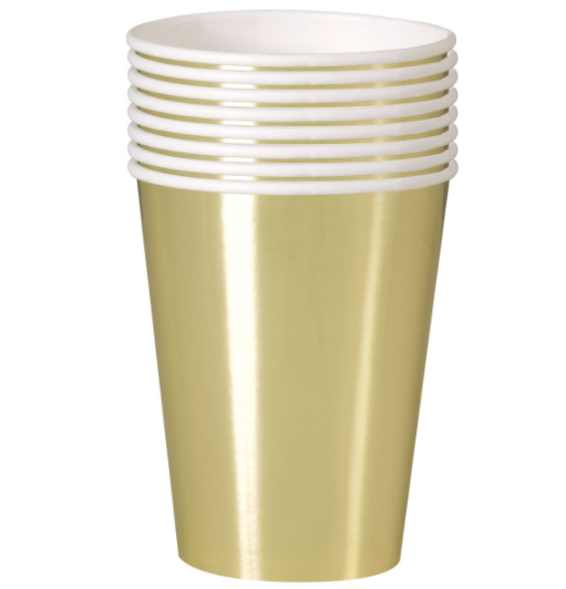 Gold Foil 12oz Paper Cups - Foil Board (8 Pack)