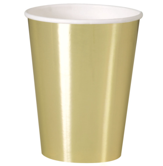 Gold Foil 12oz Paper Cups - Foil Board (8 Pack)