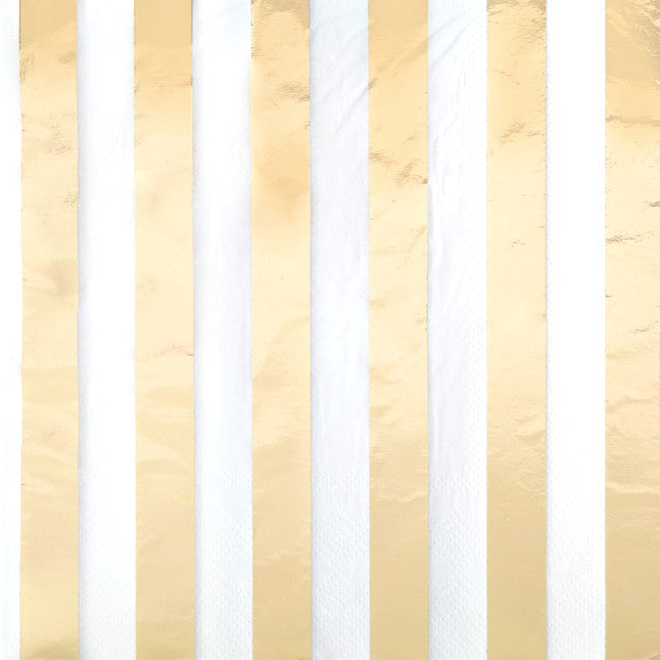 Gold Foil Stripes Luncheon Napkins - Foil Stamped (16 Pack)