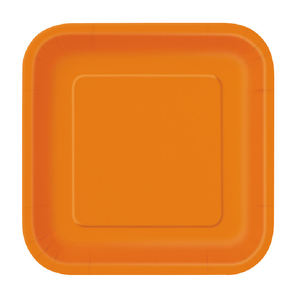 Pumpkin Orange Solid Square 9" Dinner Plates (14 Pack)