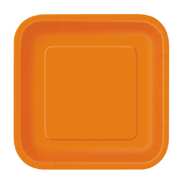 Pumpkin Orange Solid Square 9" Dinner Plates (14 Pack)