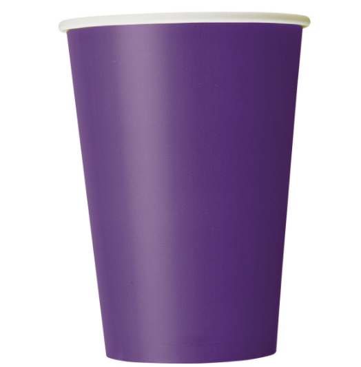 Deep Purple Solid 12oz Paper Cups (10 pack)