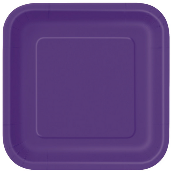Deep Purple Solid Square 9" Dinner Plates (14 Pack)