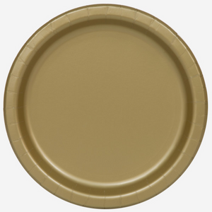 Gold Solid Round 9" Dinner Plates (16 Pack)