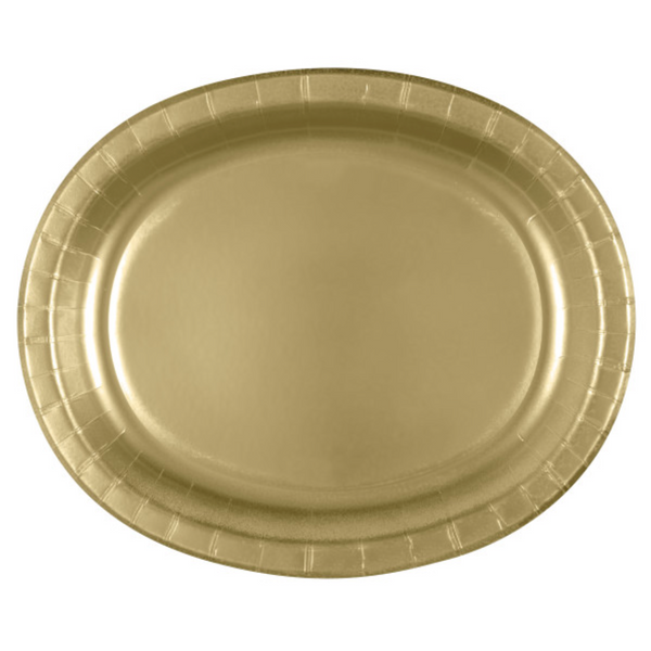 Gold Solid Oval Plates (8 Pack)