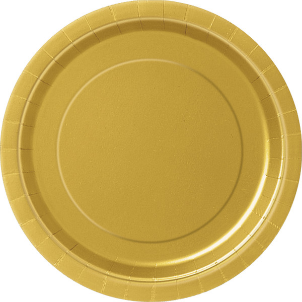 Gold Solid Round 9" Dinner Plates (8 Pack)