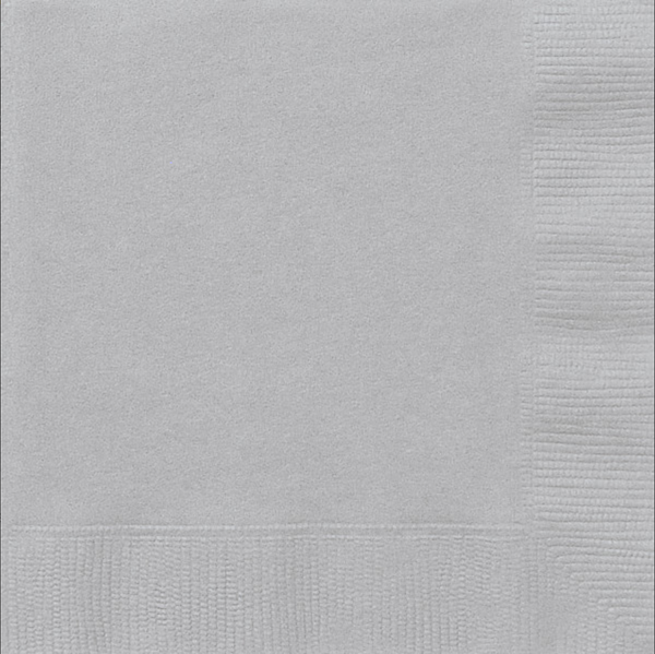 Silver Solid Luncheon Napkins (50 Pack)