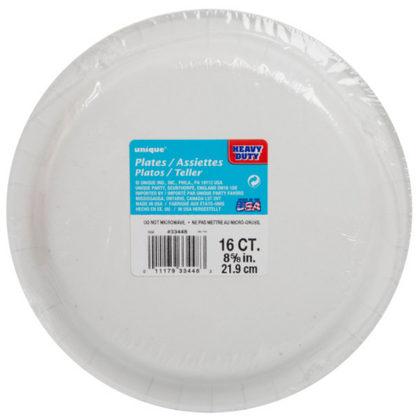Silver Solid Round 9" Dinner Plates (16 Pack)