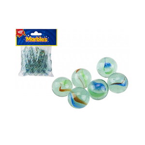 HI-QUALITY SHARP COLOUR GLASS MARBLES IN NET BAG