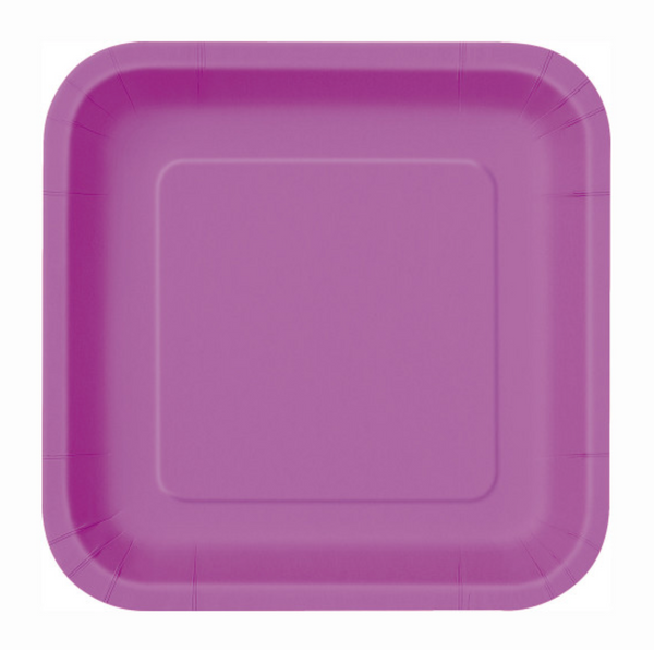 Pretty Purple Solid Square 7" Dessert Plates (16 Pack)