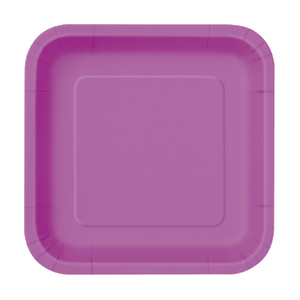 Pretty Purple Solid Square 9" Dinner Plates (14 Pack)