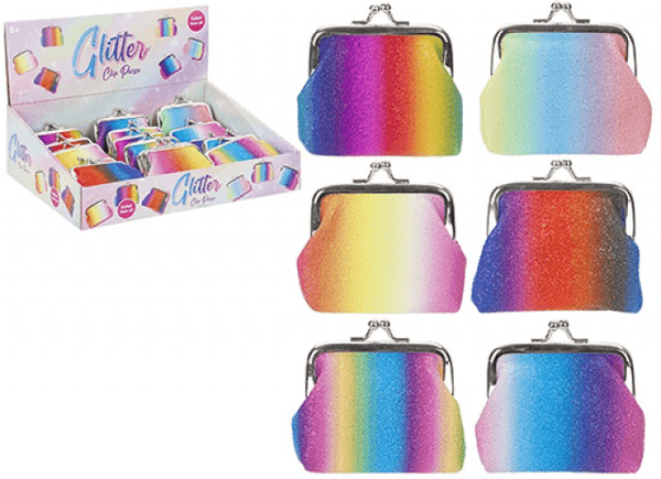 RAINBOW GLITTER DESIGN CLIP PURSE (9x8CM)