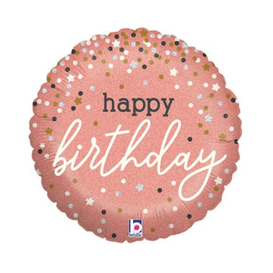 Rose Gold Confetti Birthday Holographic Balloon (18inch)