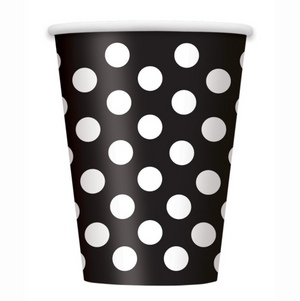 Midnight Black Dots 12oz Paper Cups (6 Pack)