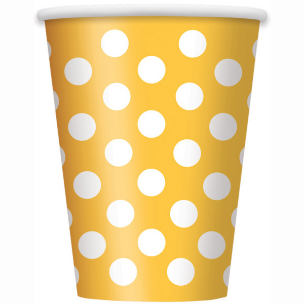 Sunflower Yellow Dots 12oz Paper Cups (6 Pack)
