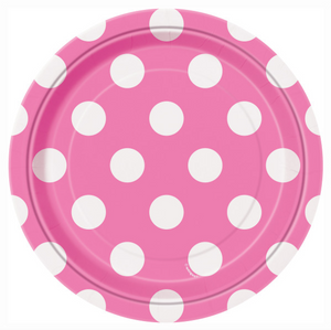 Hot Pink Dots Round 7" Dessert Plates (8 Pack)