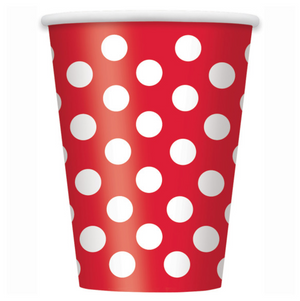 Ruby Red Dots 12oz Paper Cups (6 Pack)