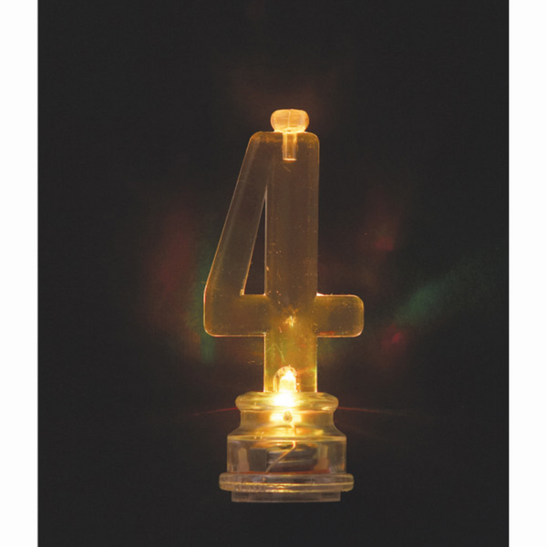 Number 4 Flashing Candle Holder with Birthday Candle