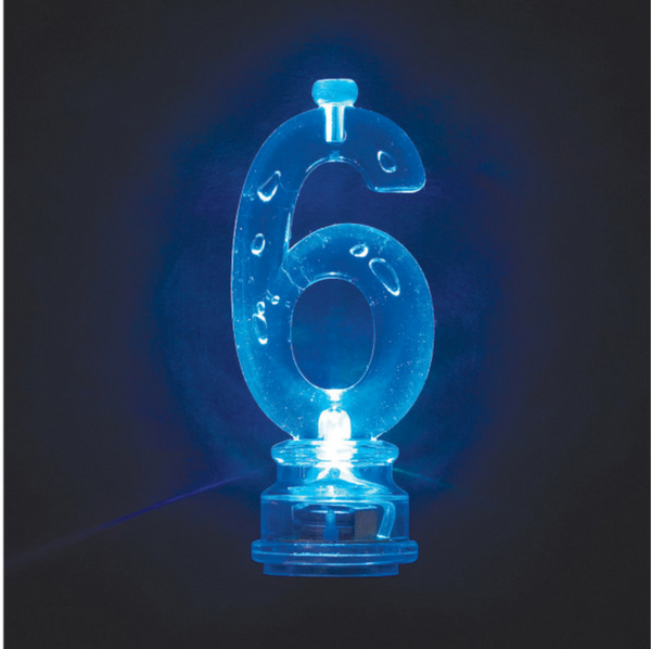 Number 6 Flashing Candle Holder with Birthday Candle