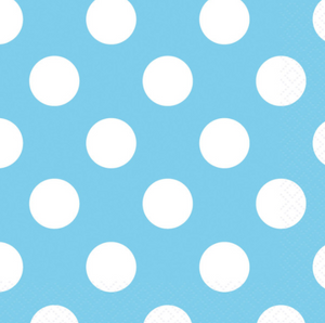 Powder Blue Dots Beverage Napkins (16 Pack)