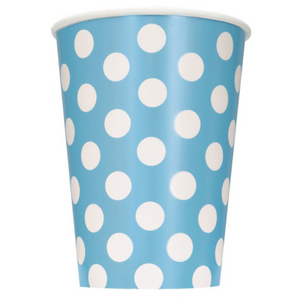 Powder Blue Dots 12oz Paper Cups (6 Pack)