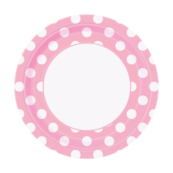 Lovely Pink Dots Round 9" Dinner Plates (8 Pack)