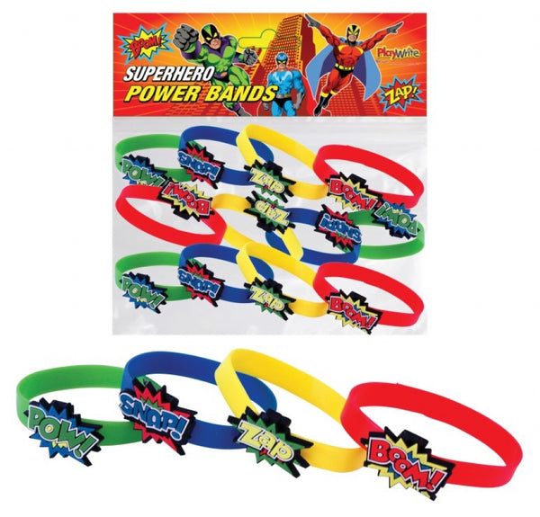 Super Hero Silicone Bracelets (12 Pack) - 7cm