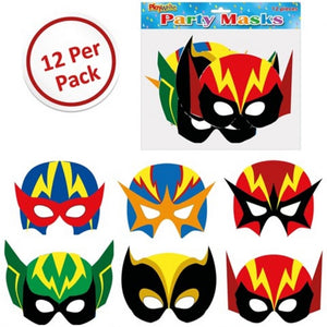 Superhero Card Masks (12 Pack)