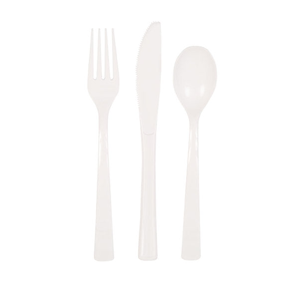 White Solid Assorted Plastic Cutlery (18 Pack)