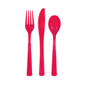Ruby Red Solid Assorted Plastic Cutlery (18 pack)
