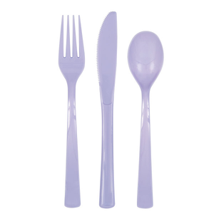 Lavender Solid Assorted Plastic Cutlery (18 Pack)