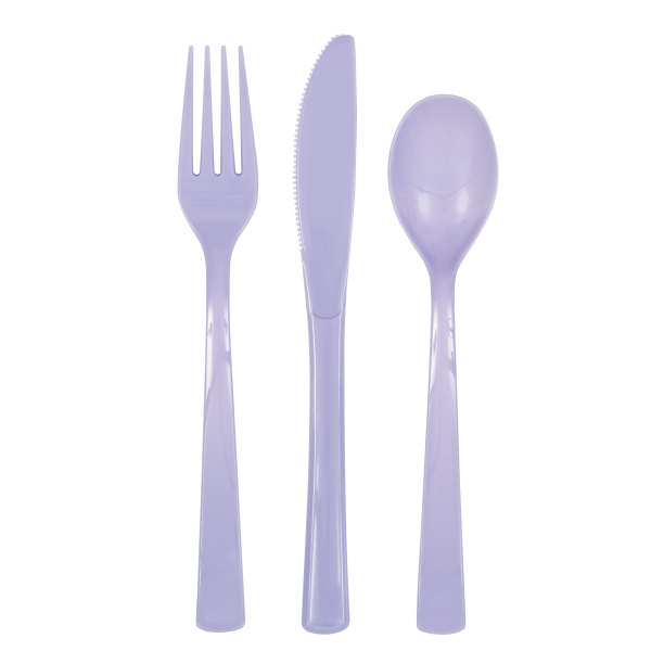 Lavender Solid Assorted Plastic Cutlery (18 Pack)