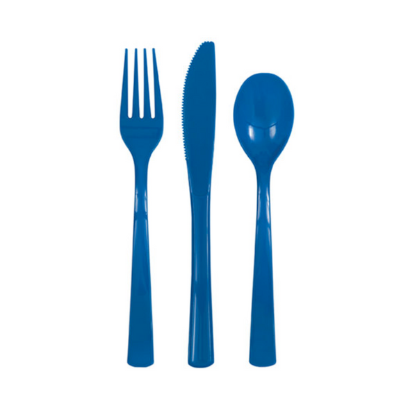 Royal Blue Solid Assorted Plastic Cutlery (18 pack)