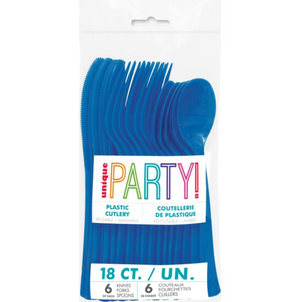 Royal Blue Solid Assorted Plastic Cutlery (18 pack)