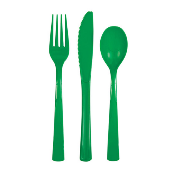 Emerald Green Solid Assorted Plastic Cutlery (18 pack)