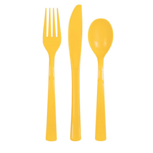 Sunflower Yellow Solid Assorted Plastic Cutlery (18 pack)