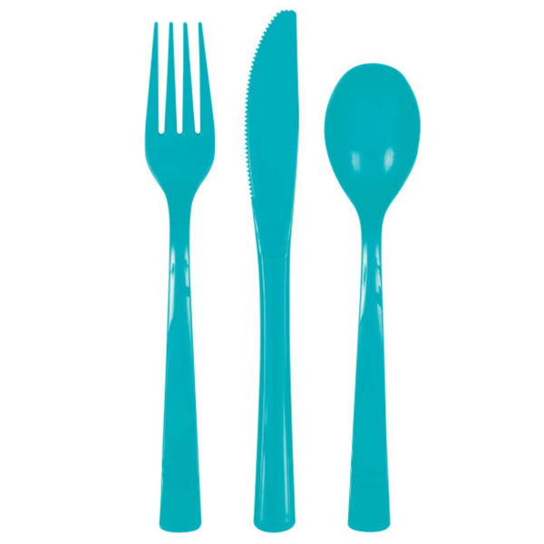Caribbean Teal Solid Assorted Plastic Cutlery (18 pack)