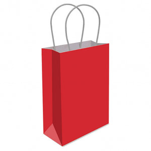 Fire Red Paper Bag with Handles - (16x22x9cm)