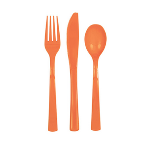 Pumpkin Orange Solid Assorted Plastic Cutlery (18 pack)