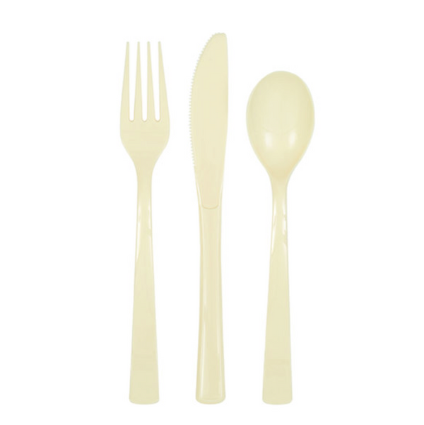 Ivory Solid Assorted Plastic Cutlery (18 pack)