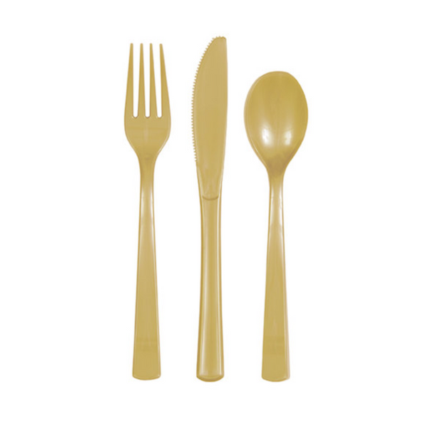 Gold Solid Assorted Plastic Cutlery (18 pack)