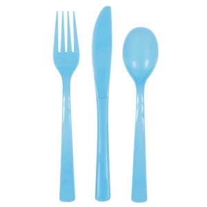 Powder Blue Solid Assorted Plastic Cutlery (18 pack)