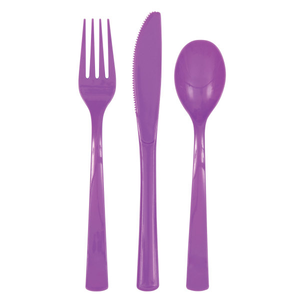 Pretty Purple Solid Assorted Plastic Cutlery (18 Pack)
