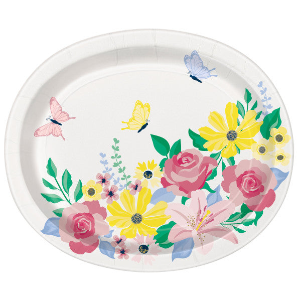 Pastel Floral Oval Plates (8 pack)