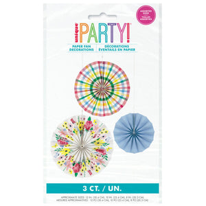 Pastel Floral Paper Fan Decorations (3 pack)