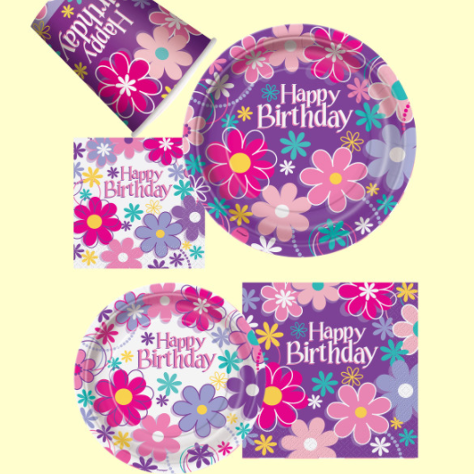 Birthday Blossoms Luncheon Napkins (16 Pack)