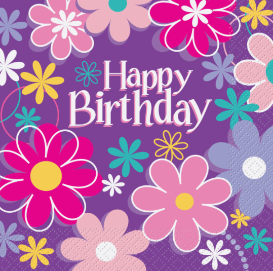 Birthday Blossoms Luncheon Napkins (16 Pack)