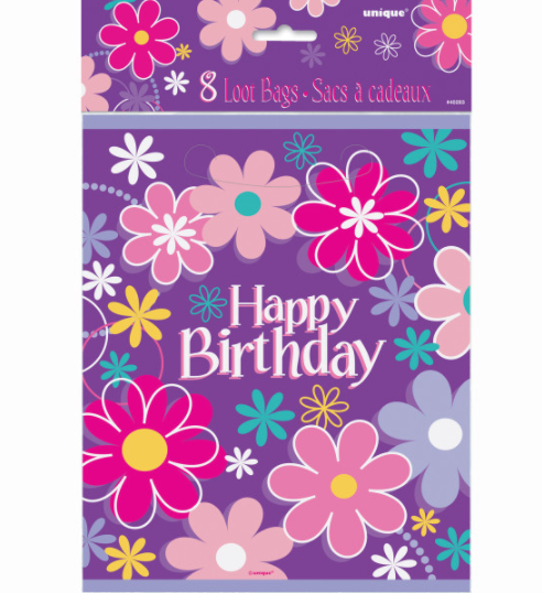 Birthday Blossoms Loot Bags (8 Pack)