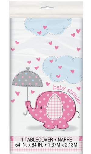Umbrellaphants Pink Rectangular Plastic Table Cover (54"x84")